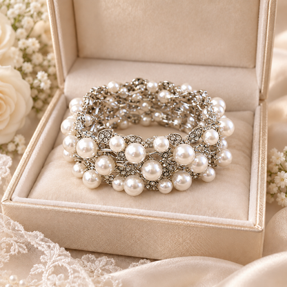 stretachable pearl crystal bracelet - Bracelets from Glam Duchess