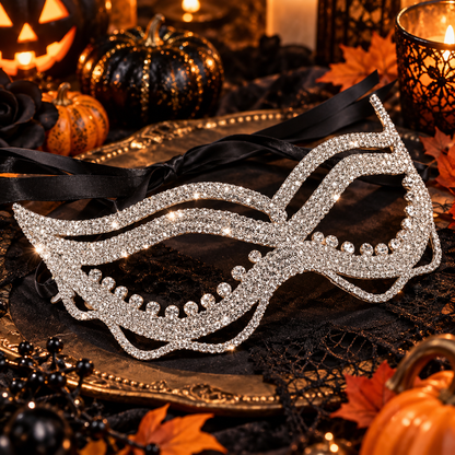 Rhinestone Pave Cat Eye Masquerade Mask - Masks from Glam Duchess