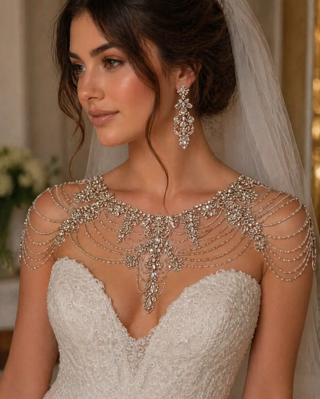 Bridal Shoulder Necklace – Wedding Crystal Shawl & Sparkling Tassel Jewelry Bolero by Glam Duchess (topqueen-bridal-shawl-rhinestone-crystal-tassel-wedding-jacket-bolero-top-bride-accessorie-wraps-party-cape-customized-sg26)