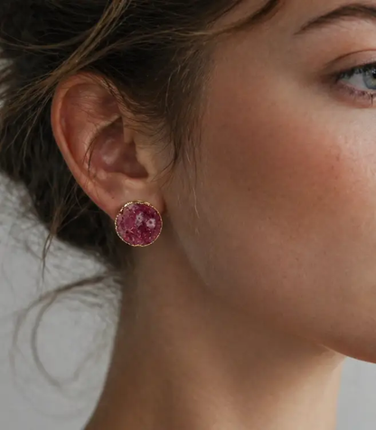 Geode Stud Earrings – Handmade Gold Plated Jewelry With Natural Stone Beauty by Glam Duchess (ooak-handmade-gold-plated-natural-red-geode-stud-earrings-green-natural-stone-earrings-jewelry-blue-boho-chic-earrings-made-in-turkiye)