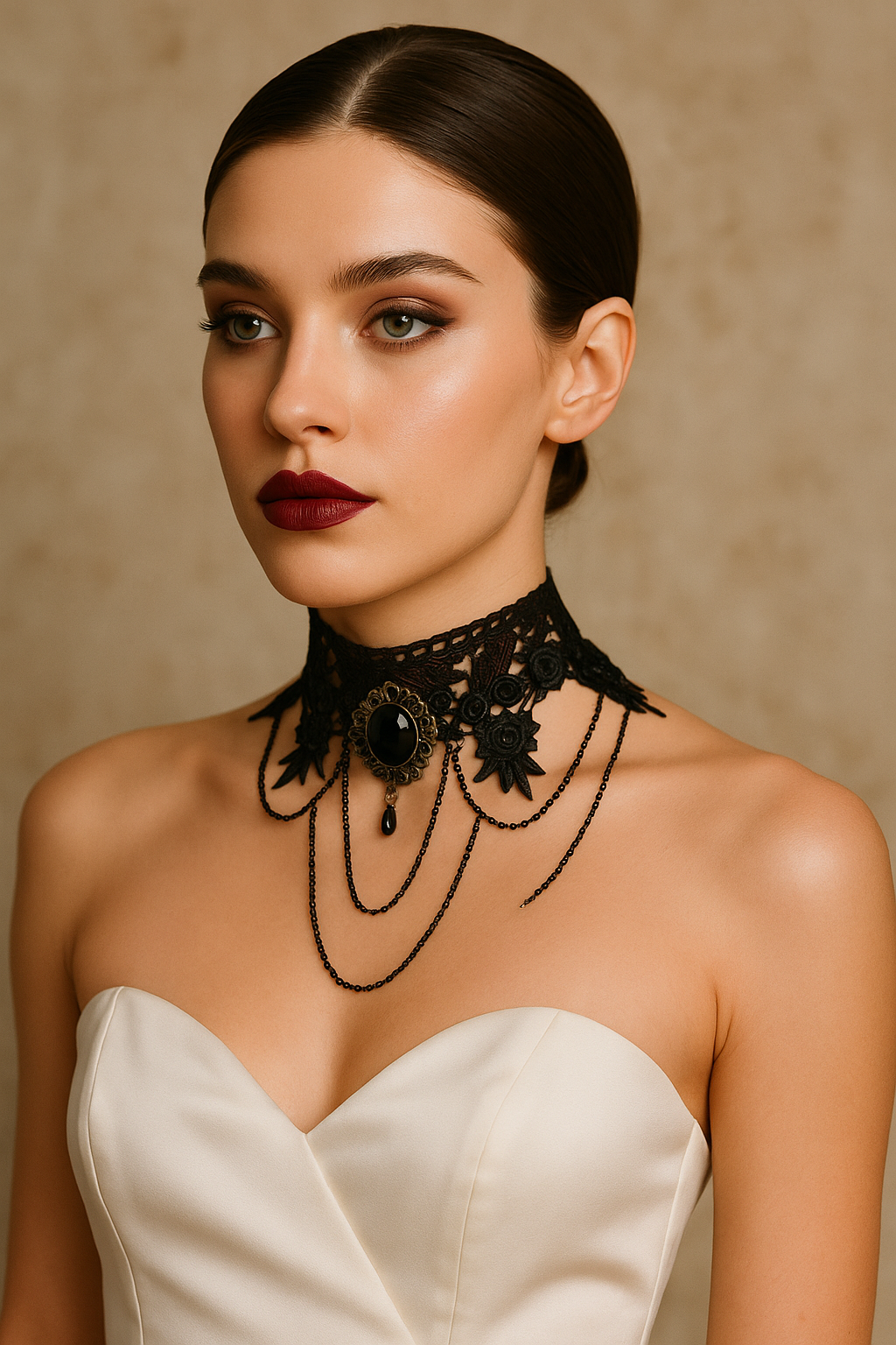 Victorian Gothic Choker Necklace - Black Lace Wedding Jewelry - Glam Duchess