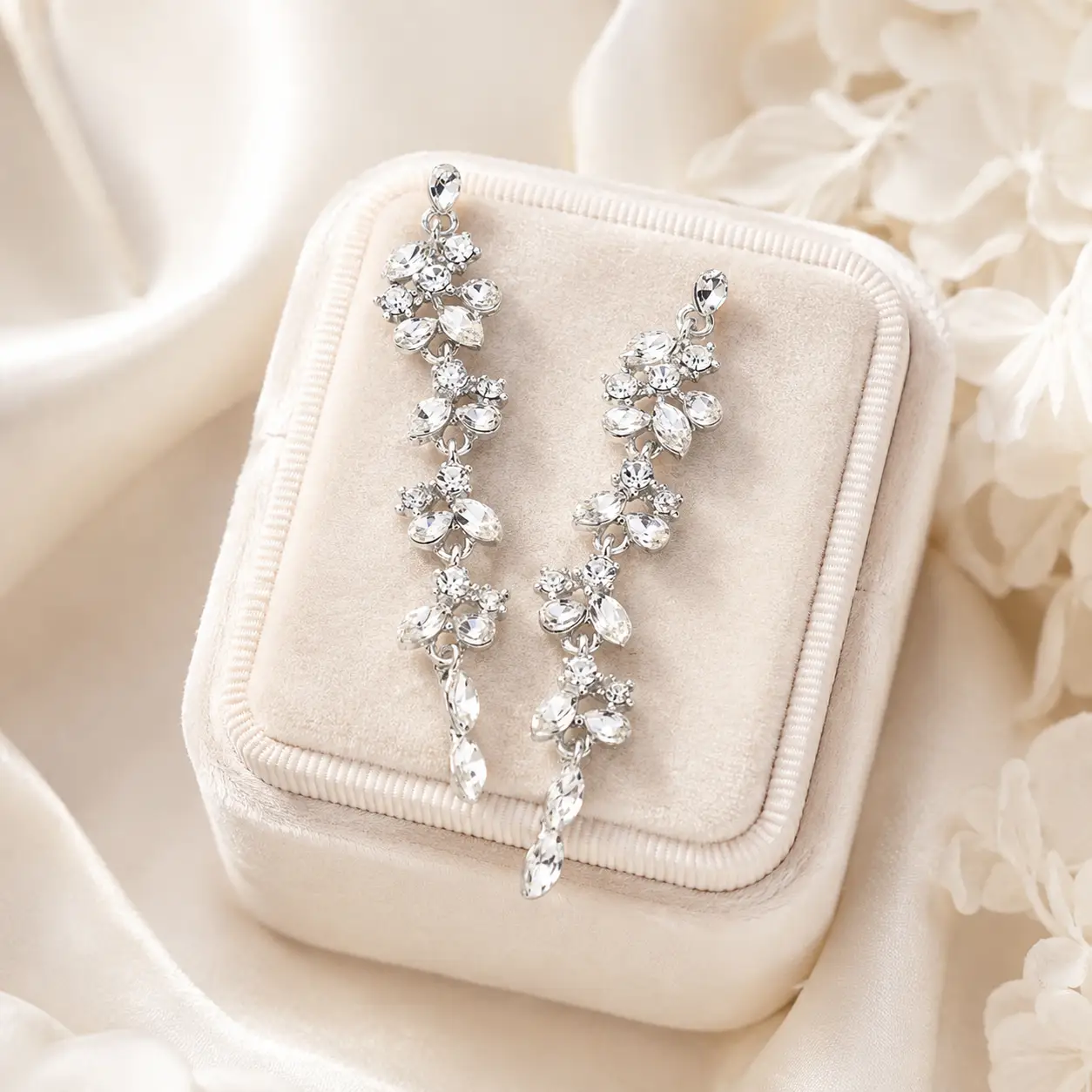 Marquise Round Strone Cluster Dropdown Evening Earrings - Earrings from Glam Duchess