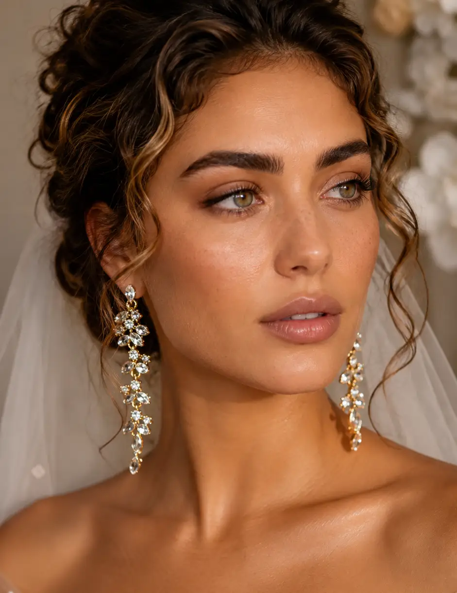 Marquise Round Strone Cluster Dropdown Evening Earrings - Earrings from Glam Duchess