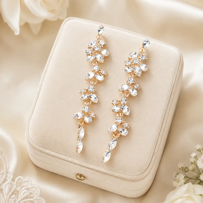 Marquise Round Strone Cluster Dropdown Evening Earrings - Earrings from Glam Duchess