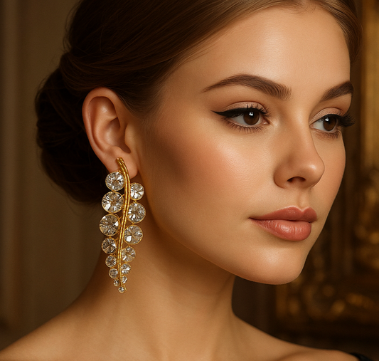 Gold Plated Pearl Crystal Drop Earrings - Bridal Bridesmaid Jewelry Gift, Handmade In Turkey - Glam Duchess