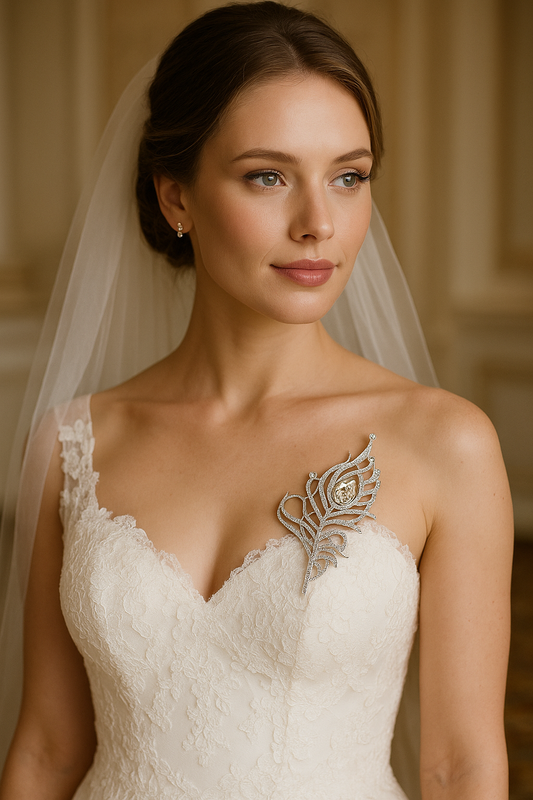 Luxury Crystal Peacock Feather Brooch – Elegant Statement Pin