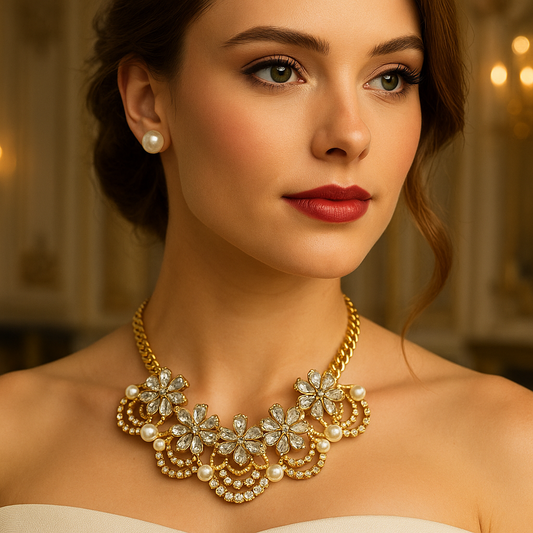 Luxury Bridal Crystal Necklace & Earring Set, Statement Wedding Jewelry, Elegant Evening Necklace