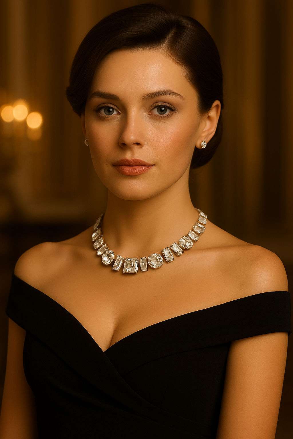 Luxury Crystal Statement Necklace & Stud Earrings Set