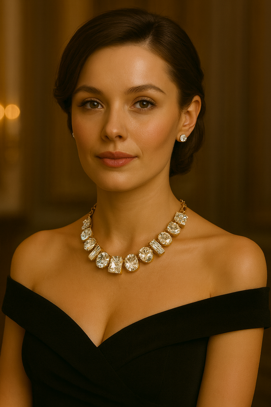 Luxury Crystal Statement Necklace & Stud Earrings Set