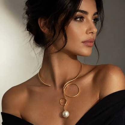 Sculptural Bow Pearl Choker Necklace - Necklaces from Glam Duchess