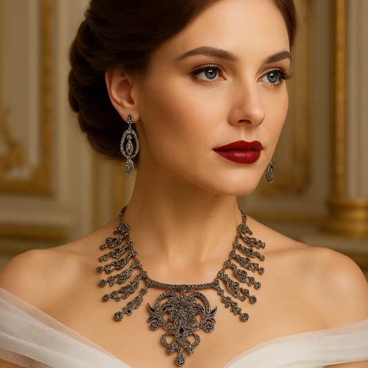 Victorian / Edwardian era Crystal Chandelier Necklace & Earring Set