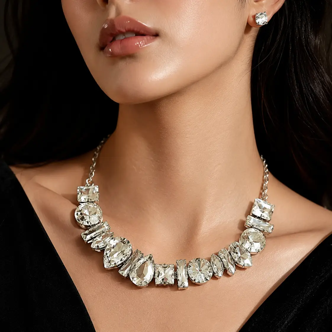 Crystal Statement Necklace Gold Bridal Set With Earrings - Jewelry Sets from Glam Duchess