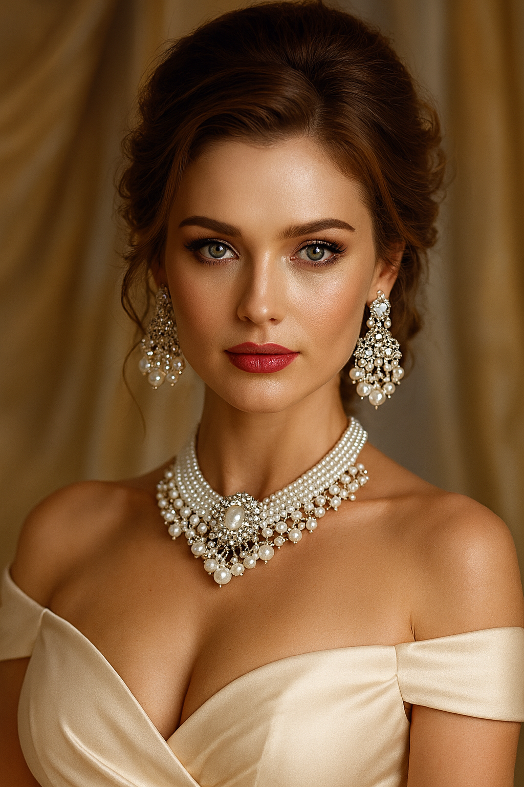 Handmade Pearl Bridal Jewelry Set – Statement Necklace & Earrings for Weddings