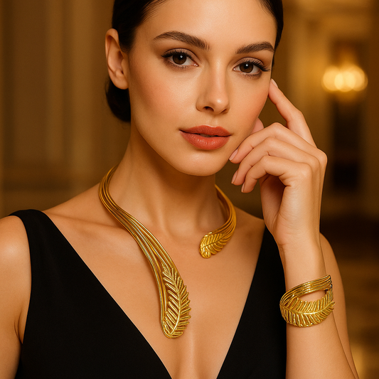 Handmade Gold Plated Open Choker Collar Necklace Bracelet