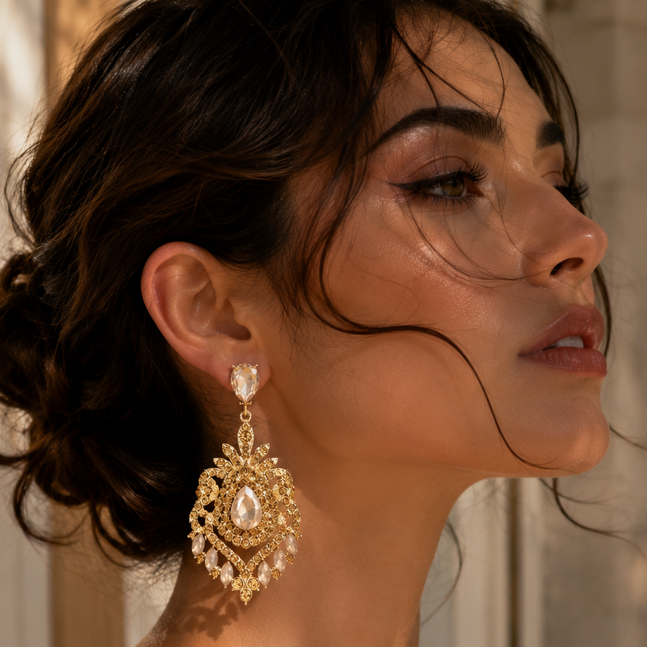 Crystal Rhinestone Drop Earrings - Earrings from Glam Duchess