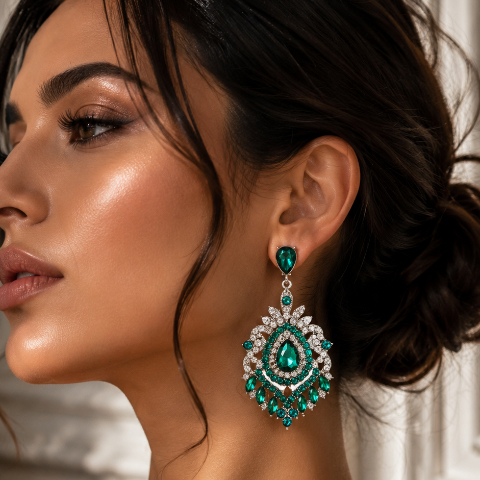 Crystal Rhinestone Drop Earrings - Earrings from Glam Duchess