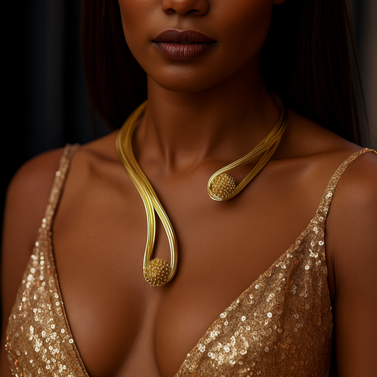 Handmade Gold Plated Open Choker Collar Necklace Bracelet