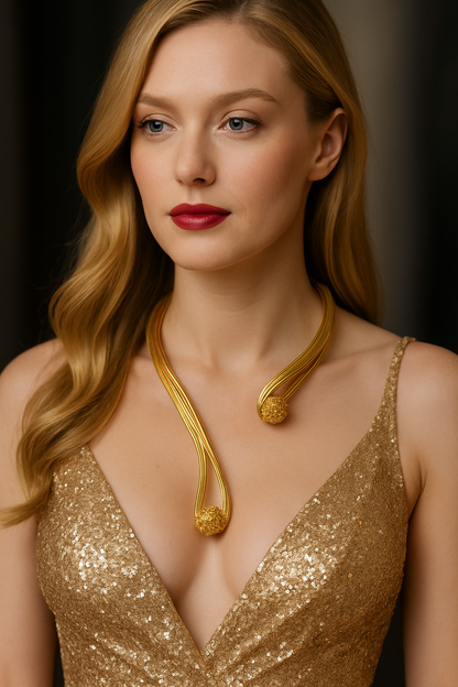 Handmade Gold Plated Open Choker Collar Necklace Bracelet