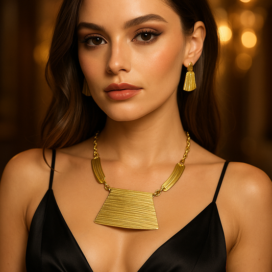 Geometric Necklace and Earring Set - Handmade Two-Tone Gold and Silver Jewelry Gift