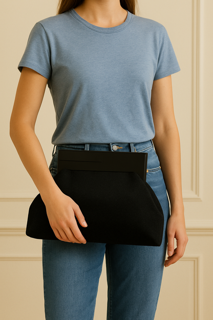 Oversized Elegant Black Velvet Clutch with Gold Chain | Evening Bag | Statement Purse | Formal Handbag | Gift For Her| - Glam Duchess