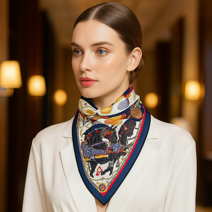 Luxury Reversible Twill Silk Scarf – Women's Sunscreen Shawl, Hair Wrap, Neckerchief, and Bandana