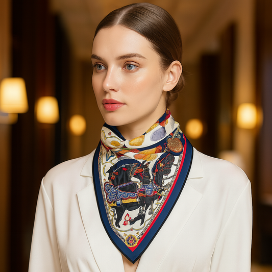 Luxury Reversible Twill Silk Scarf – Women's Sunscreen Shawl, Hair Wrap, Neckerchief, and Bandana