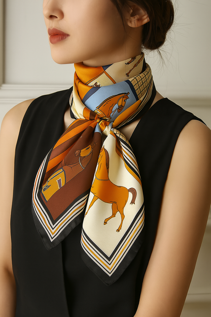 Printed Silk Square Scarf – Women's Satin Hairband, Shawl & Neckerchief