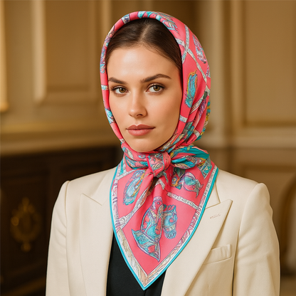 The Four Seasons Jungle Zebra Twill Silk Scarf – Luxury Square Wrap for Women, Hijab, Foulard, Beach & Sunscreen Bandana