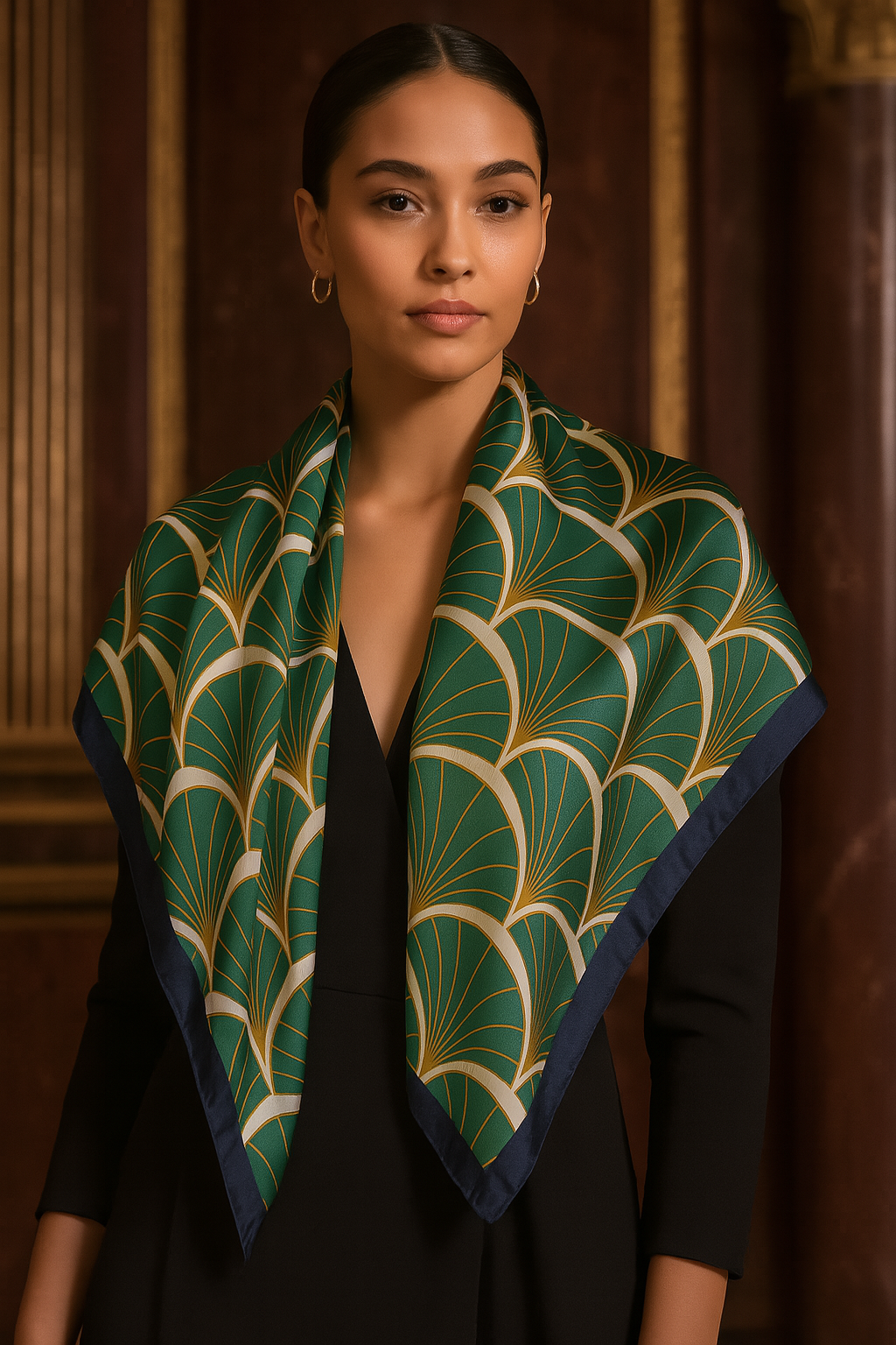Luxury Satin Silk Square Scarf for Women, Printed Fashion Wrap, Shawl, Neckerchief