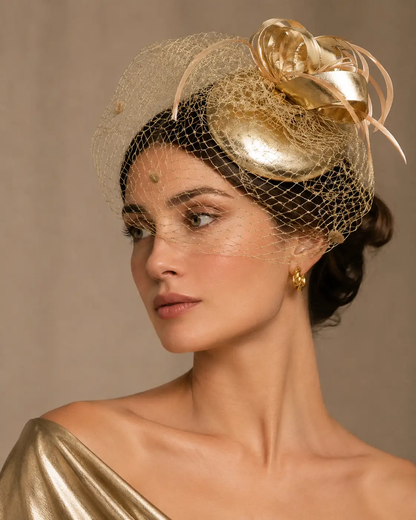 Feather Mesh Bow Fascinator Headband - Fascinators from Glam Duchess