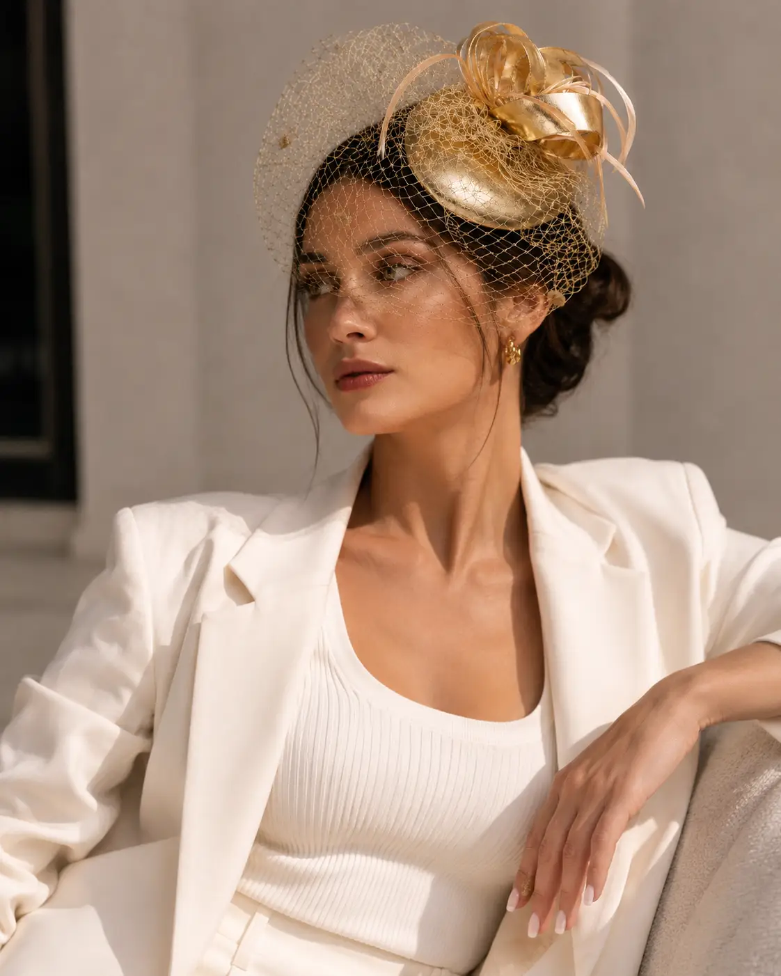 Feather Mesh Bow Fascinator Headband - Fascinators from Glam Duchess
