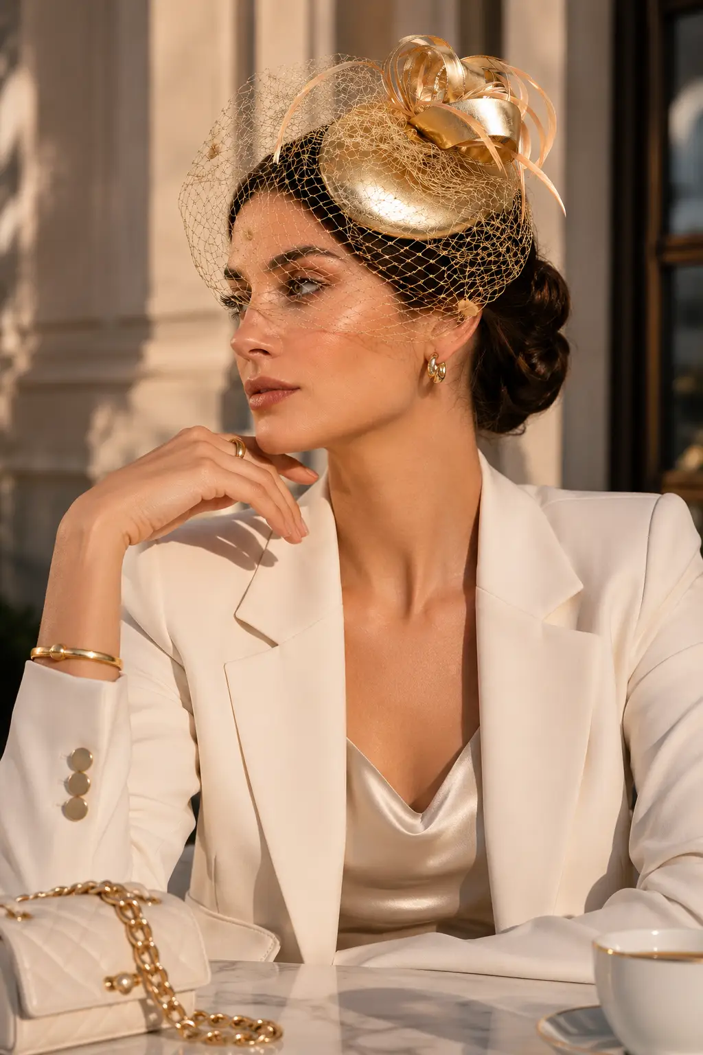 Feather Mesh Bow Fascinator Headband - Fascinators from Glam Duchess