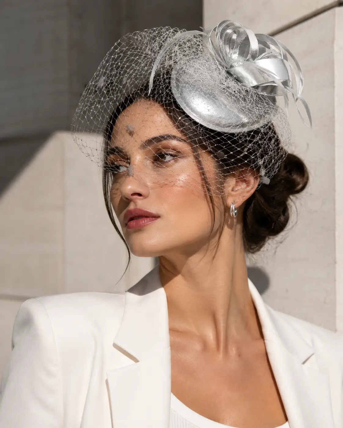 Feather Mesh Bow Fascinator Headband - Fascinators from Glam Duchess