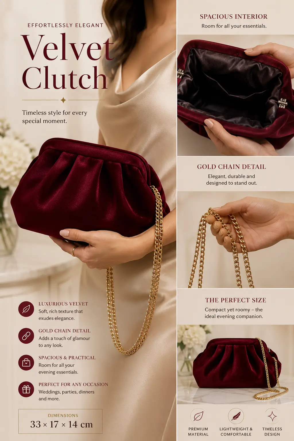 Burgundy Velvet Clutch Ruched Pleats Elegant Handmade Evening Bag for Brides and Parties - Clutch Bags from Glam Duchess