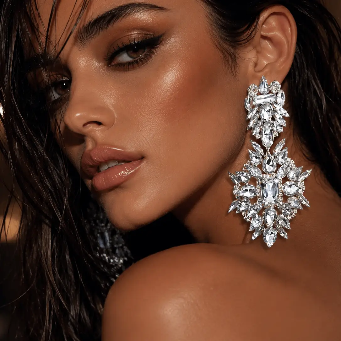 Chunky Wedding Earrings Lightweight Bridal Chandelier Statement By Glam Duchess In Silver Gold - Earrings from Glam Duchess