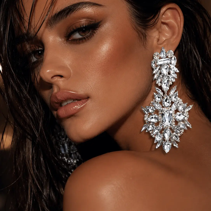 Chunky Wedding Earrings Lightweight Bridal Chandelier Statement By Glam Duchess In Silver Gold - Earrings from Glam Duchess