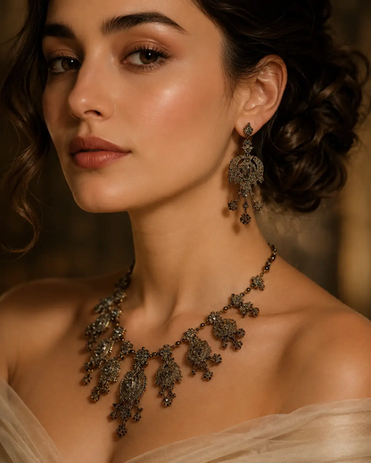 Crystal Chandelier Necklace Set Edwardian Elegance for Brides Evening Wear Luxury Jewelry - Jewelry Sets from Glam Duchess