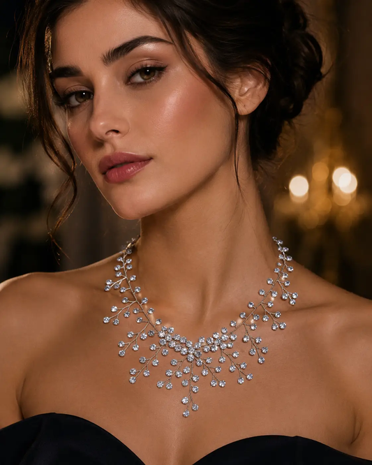 Crystal Bridal Necklace Waterdrop Pendant Iridescent Rhinestones For Brides Glam Duchess Luxe - Jewelry from Glam Duchess