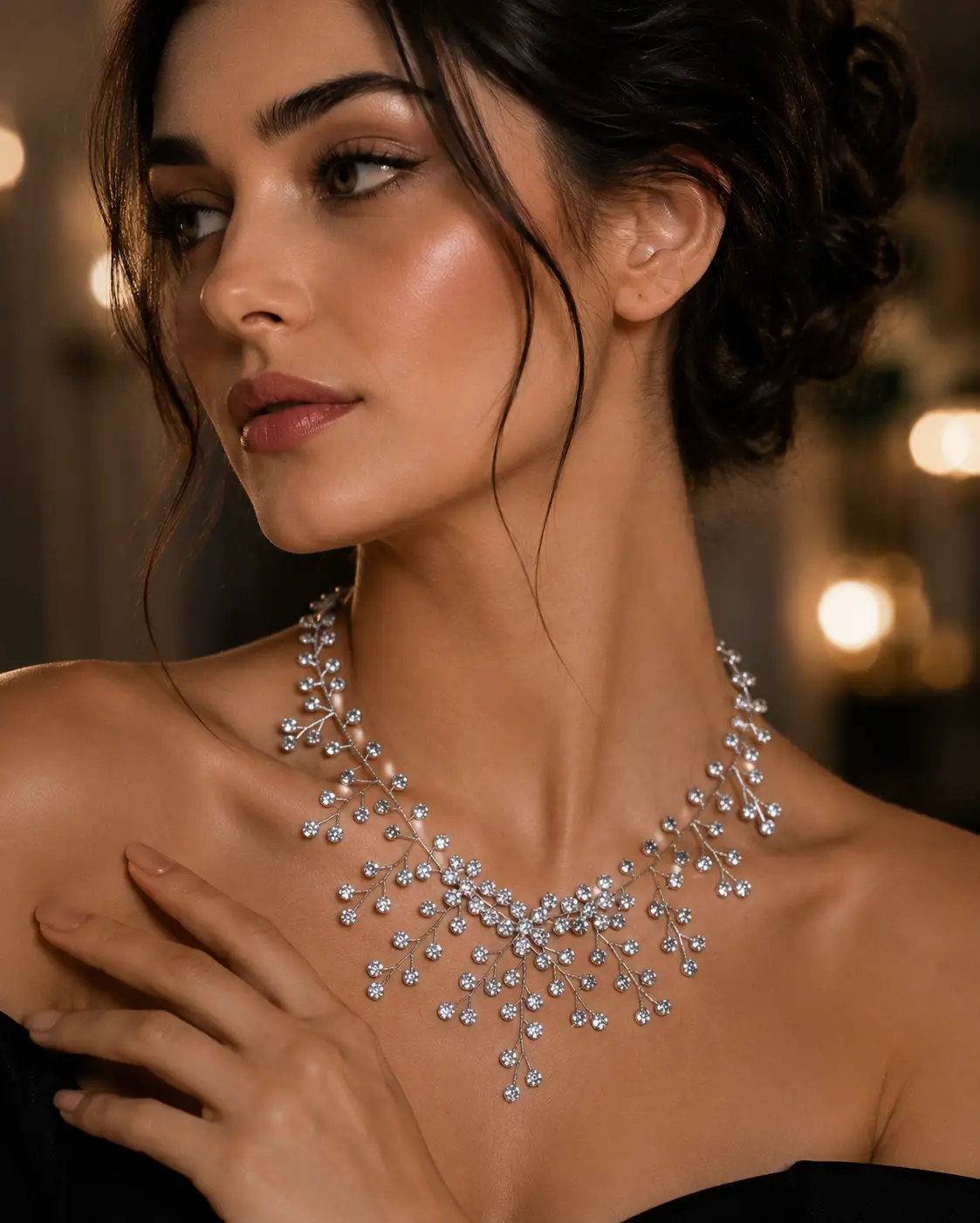 Crystal Bridal Necklace Waterdrop Pendant Iridescent Rhinestones For Brides Glam Duchess Luxe - Jewelry from Glam Duchess