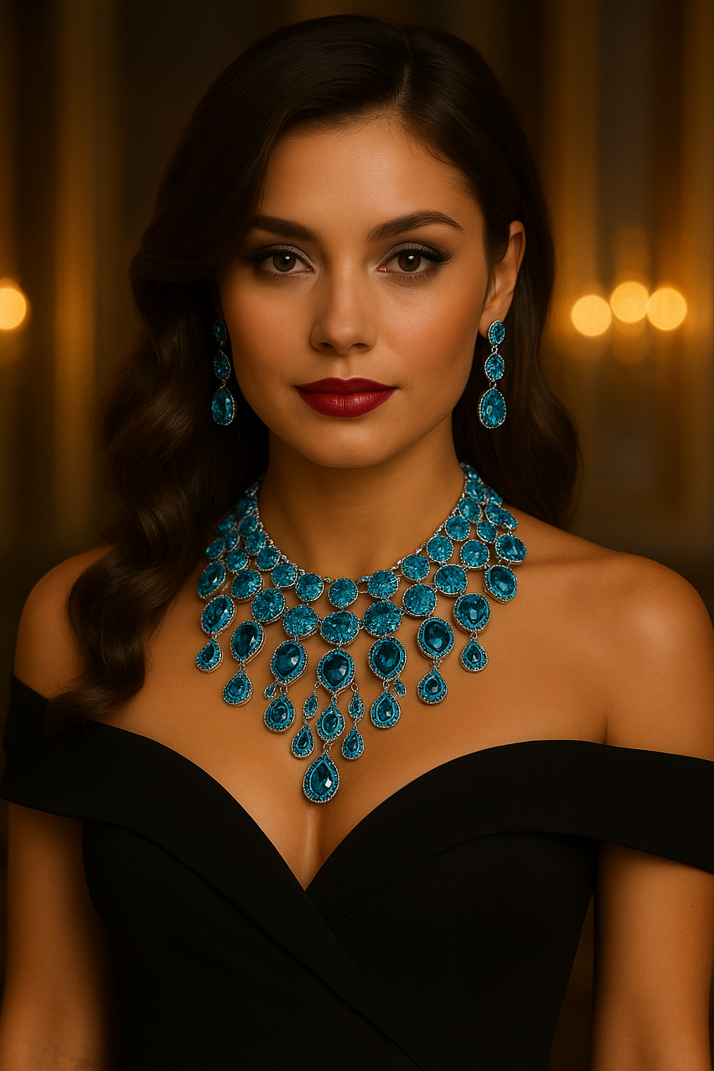 Luxury Chunky Turquoise Statement Necklace & Earrings Set - Glam Duchess