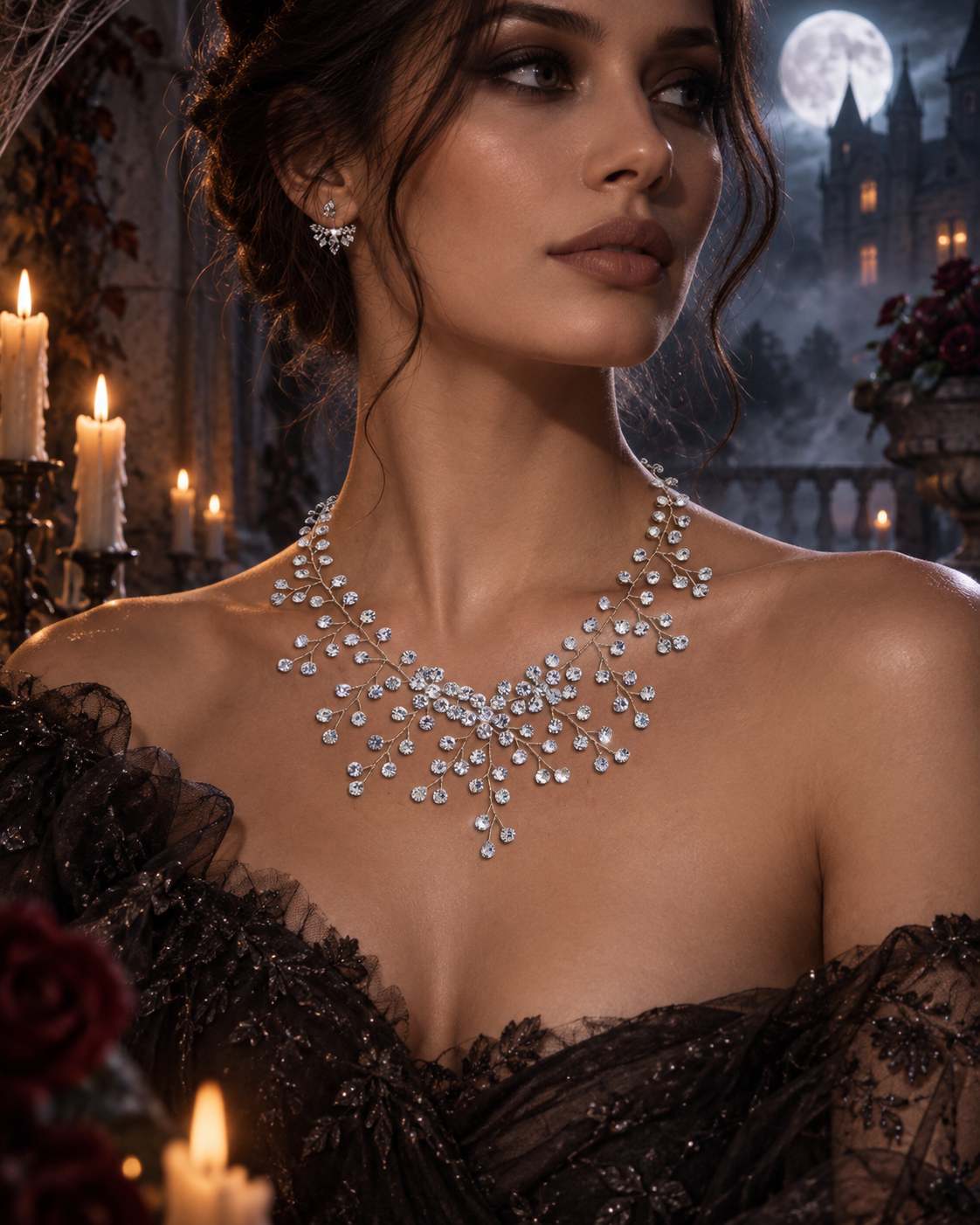 Crystal Bridal Necklace Iridescent Water Drop Pendant Handcrafted for Brides Wedding Day Glam - Jewelry from Glam Duchess
