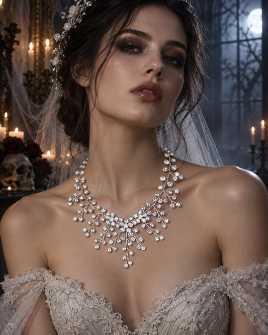 Crystal Bridal Necklace Iridescent Water Drop Pendant Handcrafted for Brides Wedding Day Glam - Jewelry from Glam Duchess