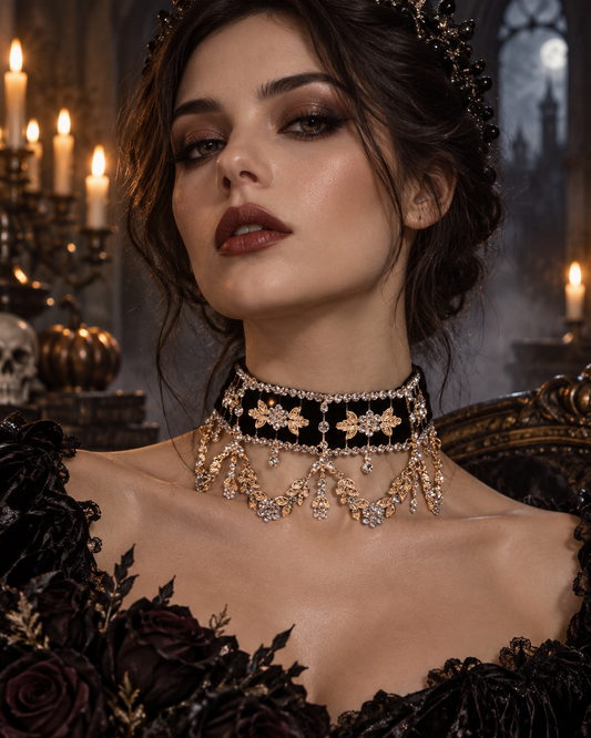 Rhinestone Flower Collar Statement Choker Necklace - Necklaces from Glam Duchess