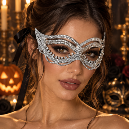 Rhinestone Pave Cat Eye Masquerade Mask - Masks from Glam Duchess