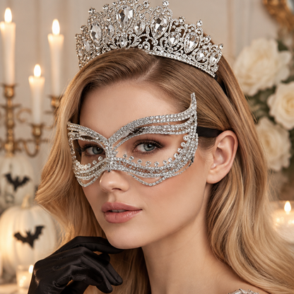 Rhinestone Pave Cat Eye Masquerade Mask - Masks from Glam Duchess