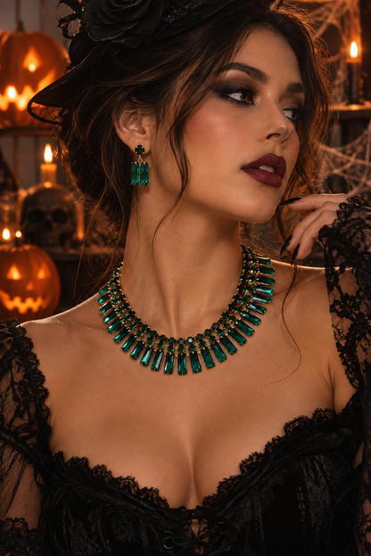 Round Rectangle Stone Cluster Evening Necklace - Jewelry Sets from Glam Duchess
