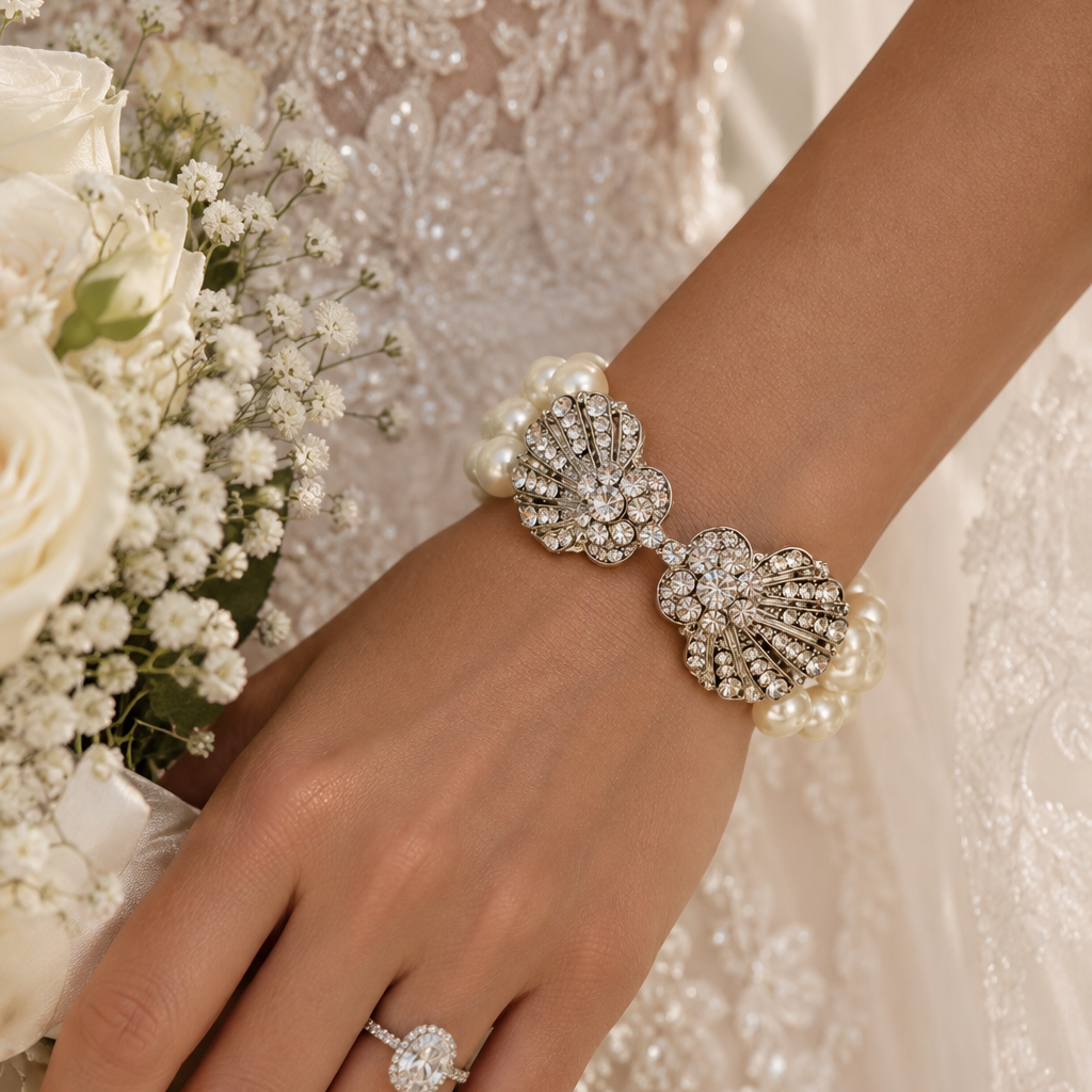 Pearl crystals stretachable bracelet - Uncategorized from Glam Duchess
