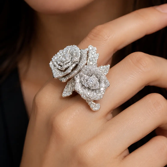 Rosette Pavé Statement Ring - Rings from Glam Duchess