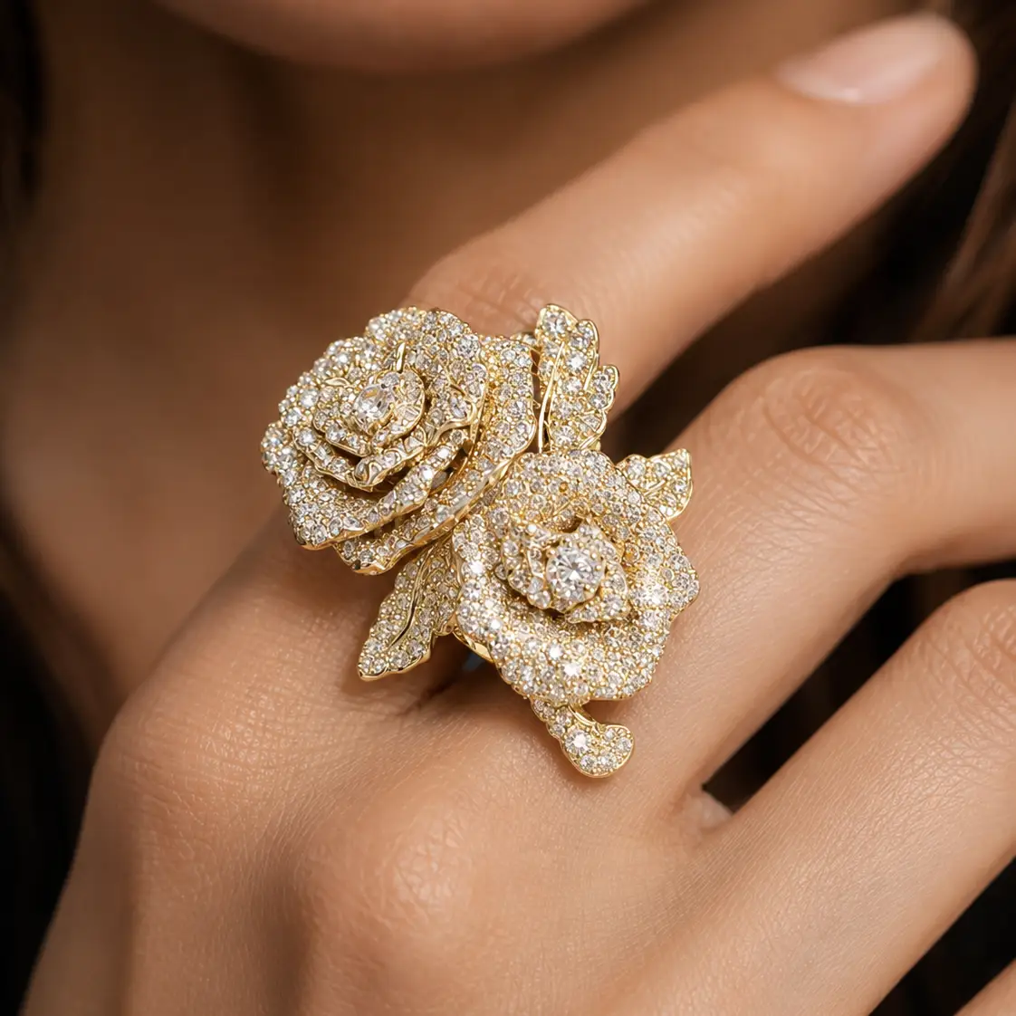 Rosette Pavé Statement Ring - Rings from Glam Duchess