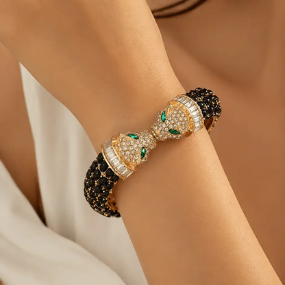 Noir Leopard Crystal Bangle - Bracelets from Glam Duchess